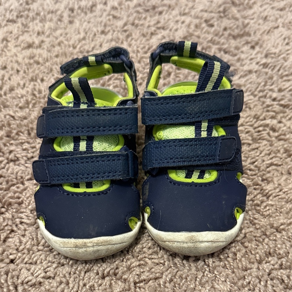 Cat & Jack Navy and Lime Kids Sandals